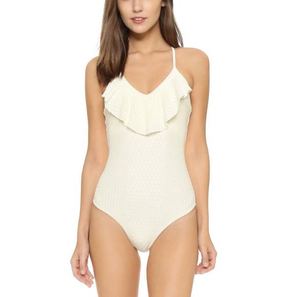 NEW SHOSHANNA daisy ruffle maillot one piece in ivory - Picture 1 of 2